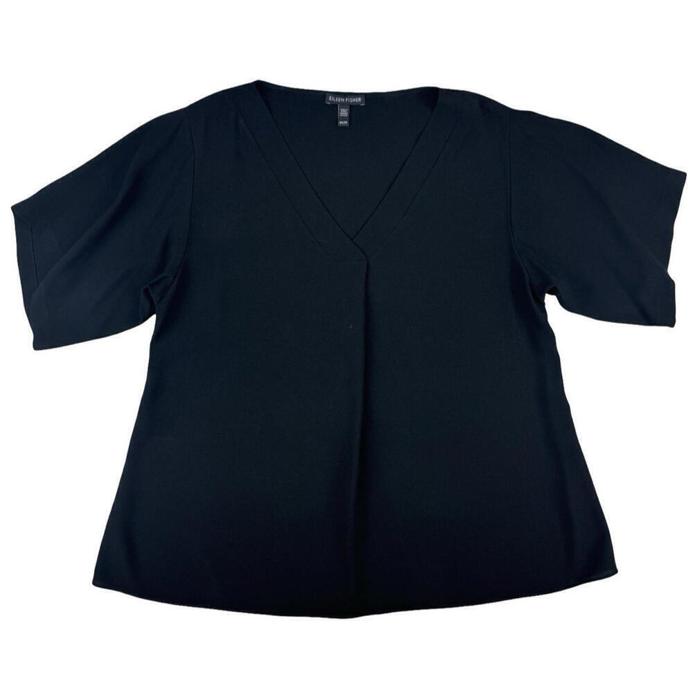 Eileen Fisher A-Line Kimono Shirt Blouse Size XS Black